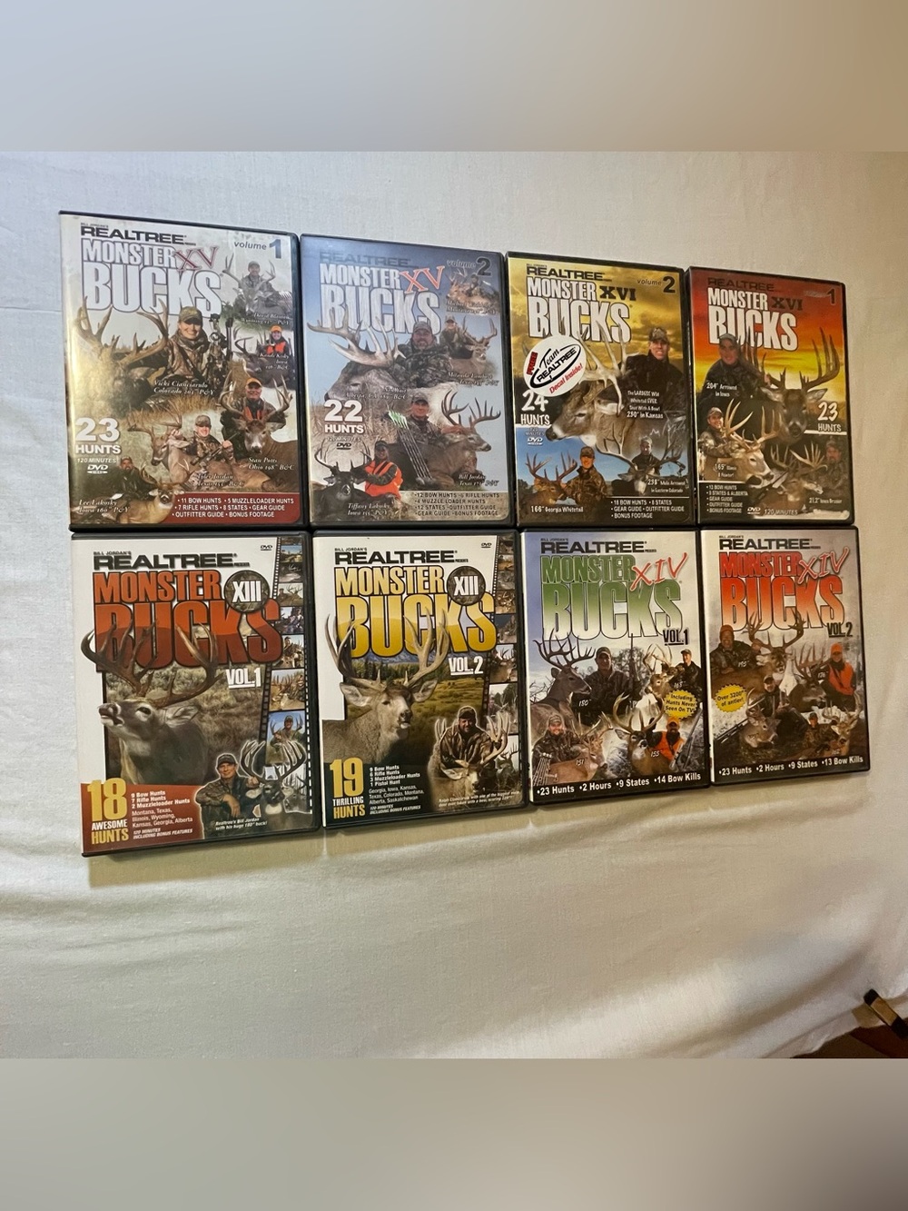 Realtree Monster Bucks XIII-XVI Vol 1 2 DVD 8 Lot Deer Hunting Bow Rifle Muzzle